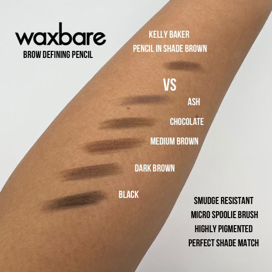 swatches of eyebrow pencils colors